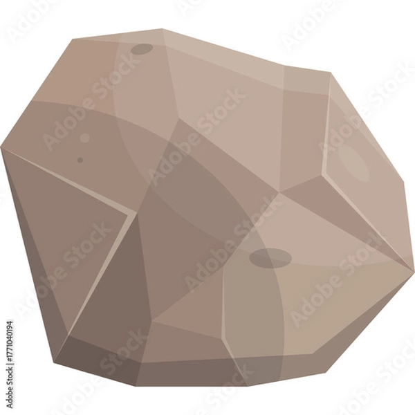 Fototapeta A single brown angular rock with smooth surfaces and light brown shading casting soft shadows against a clean transparent background in natural lighting
