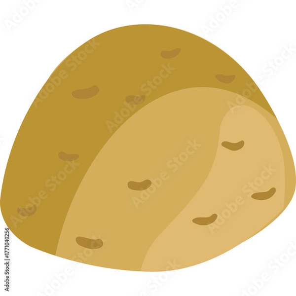 Fototapeta A single brown potato with a smooth texture and small dark spots against a clean white background perfect for food and agriculture themes