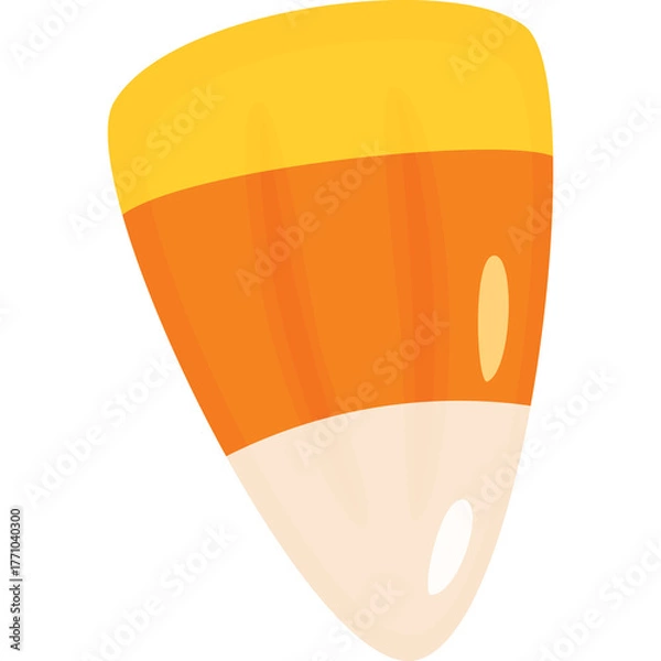 Fototapeta A single candy corn isolated on a transparent background with yellow orange and white stripes a popular Halloween treat during the autumn season