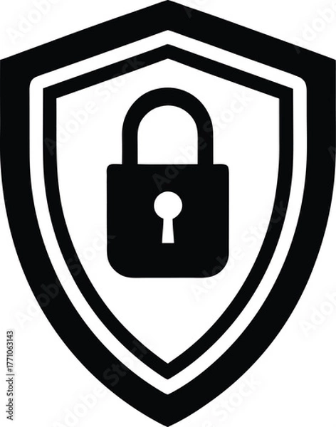 Fototapeta Secure shield and lock combination logo design