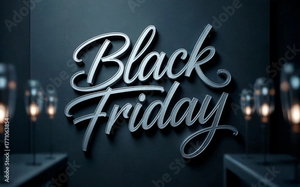Fototapeta Silver Script Black Friday 2025 | Teal Luxury 3D Banner
