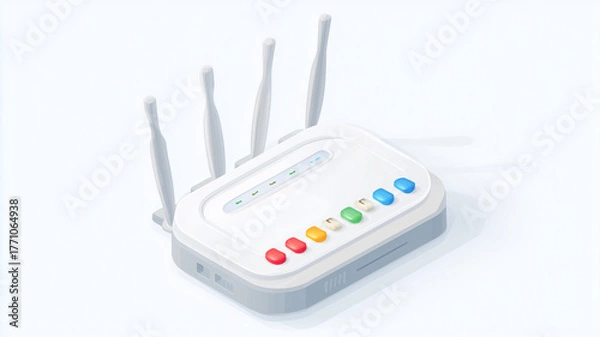 Fototapeta Wireless Router indicating home networking and reliable internet connectivity for modern communication.
