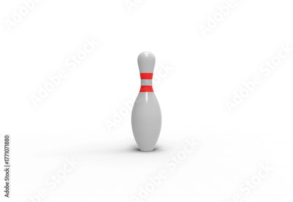 Obraz bowling pin front view with shadow 3d render