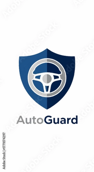Fototapeta Auto Guard Shield with Steering Wheel Logo Design.