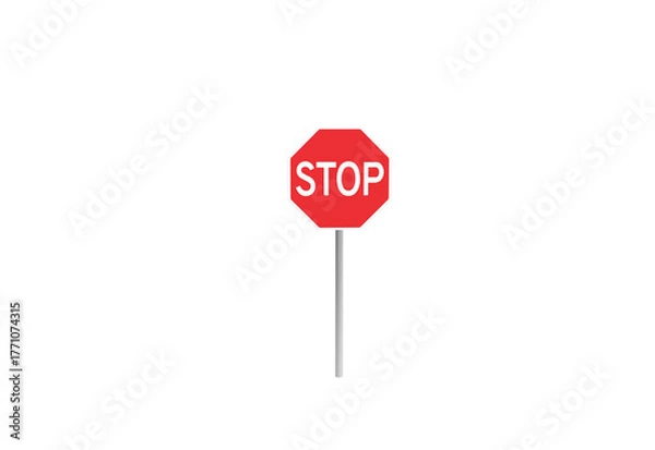 Obraz stop road sign front view without shadow 3d render