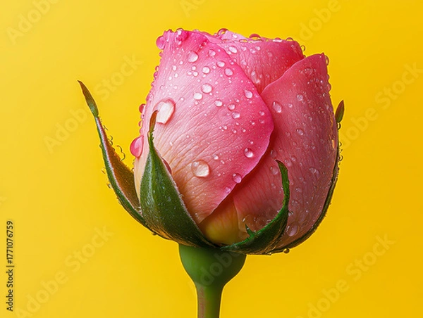Obraz rose with dew drops detail, macro photo