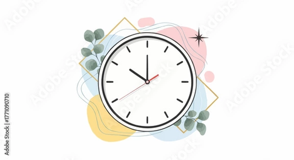 Fototapeta alarm clock with flower