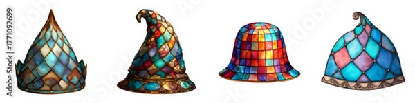 Fototapeta Fantasy Witch Hats with Stained Glass Texture