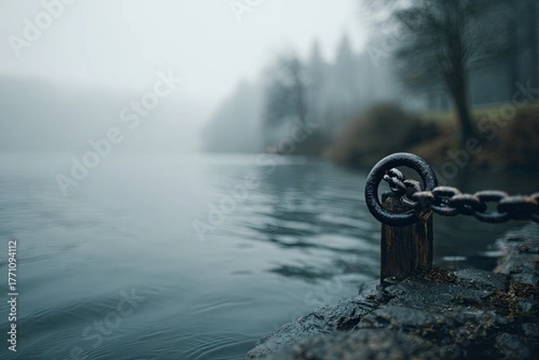 Obraz Misty riverbank scene