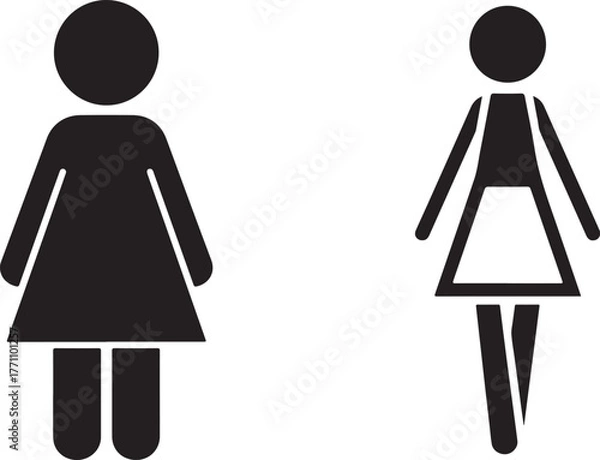 Obraz Minimalist Female Silhouette and Outline Icons on White Background