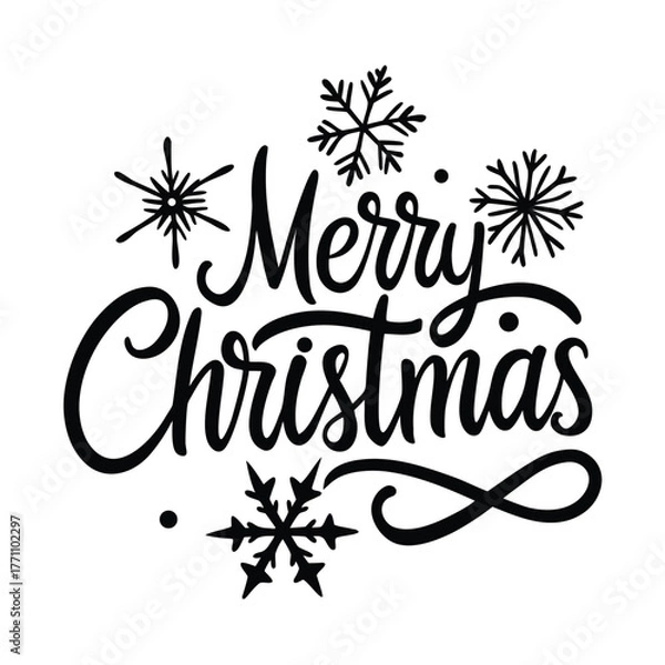 Fototapeta -hand-drawn-merry-christmas-ink-illustration-with-.eps