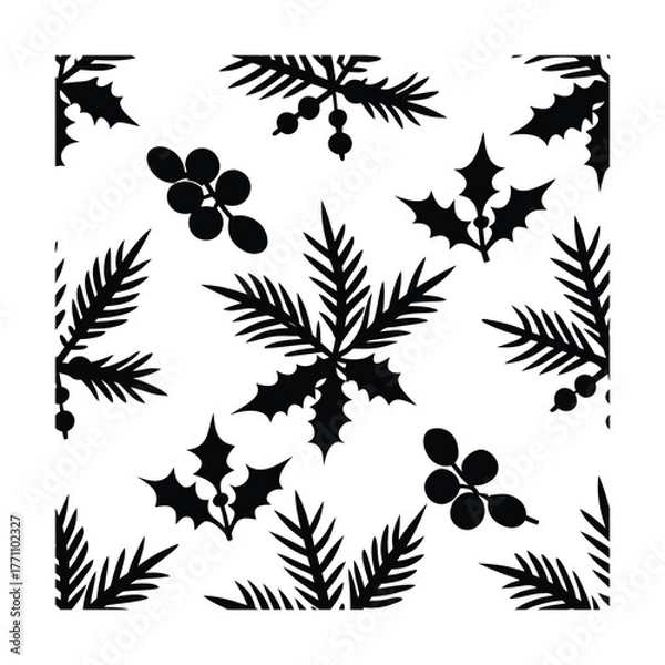 Fototapeta -vector-illustration-of-christmas-greenery---holly (1).eps