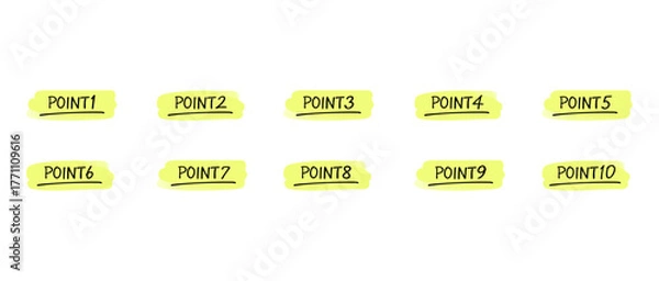 Obraz 手書きの数字あしらいセット　ポイント/point　水彩風塗り(グローバルカラーで色変更可能)