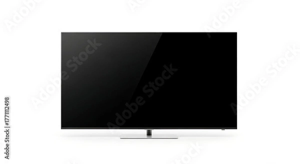 Obraz 3D image Modern Flat-Screen Black TV with Thin Bezel and Metallic Stand for Home Entertainment and Product Design.
