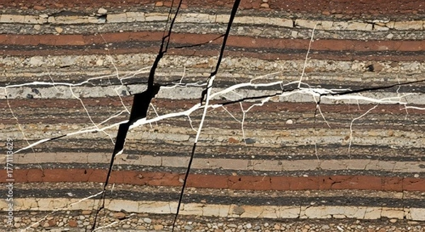 Fototapeta Cracked Sedimentary Rock Layers A Geological Formation