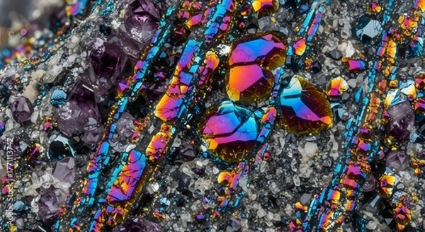 Fototapeta Iridescent Minerals A Close-Up View of Stunning Colors and Textures