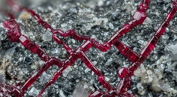 Fototapeta Eudialyte Crystals in Matrix Rock A Mineralogical Marvel