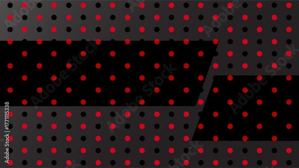 Fototapeta Abstract modern polka dots black and red background. vector.
