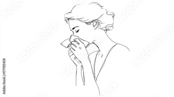 Fototapeta Vibrant and expressive sketch of a person deep in thought