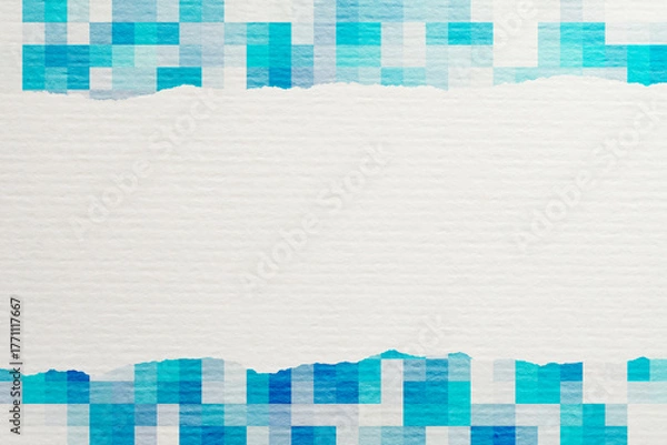 Fototapeta 白い紙と青色のモザイク