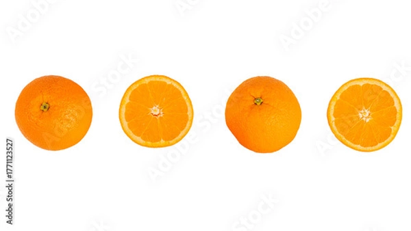 Fototapeta Orange fruit slice isolated on transparent background. Top view. Flat lay