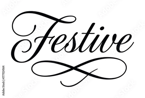 Obraz Elegant festive calligraphy design with decorative swirl