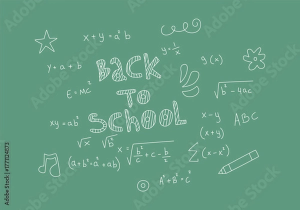 Obraz Realistic math chalkboard background illustration