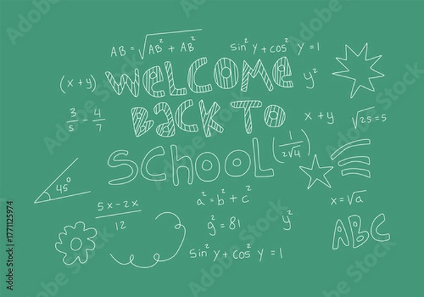 Obraz Realistic math chalkboard background illustration
