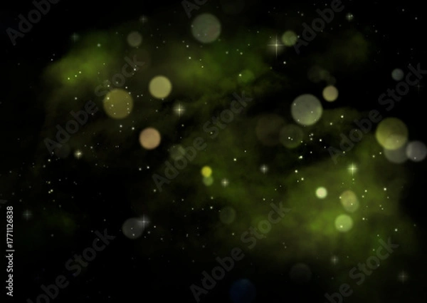 Fototapeta キラキラ黄色に星が輝く夜空