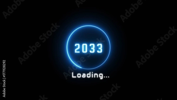 Fototapeta Neon loading bar illustration. New year loading concept. Progress loading icon symbol.