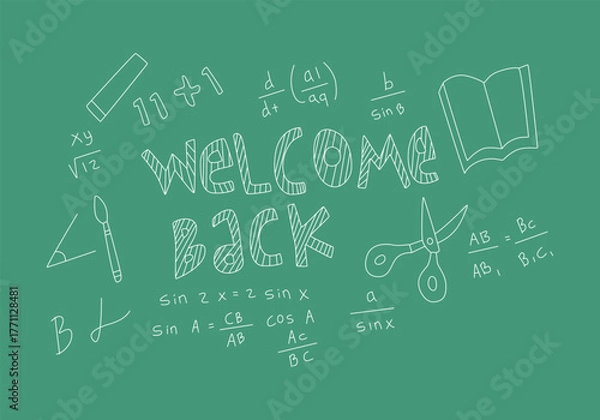 Obraz Realistic math chalkboard background illustration