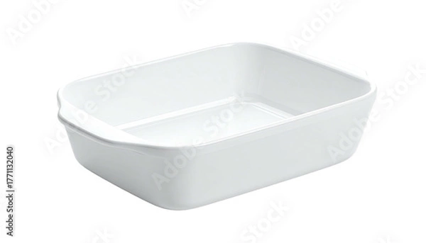 Obraz White, rectangular baking dish angled on a dark background