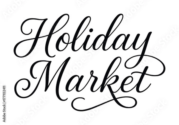 Fototapeta Elegant holiday market calligraphy text in black and white design