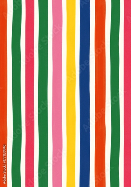 Fototapeta Hand drawn colorful vertical stripes seamless pattern background
