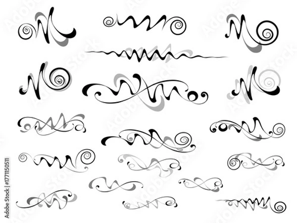 Fototapeta 6506.eps Set of  decorative elements for design isolated, editable. From the largest and best collection of decorative elements .