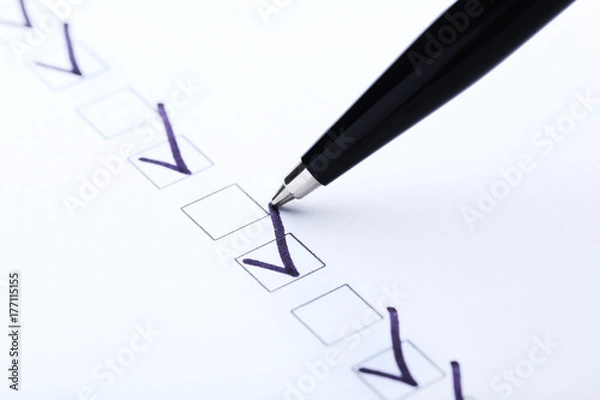 Obraz Check boxes on white paper