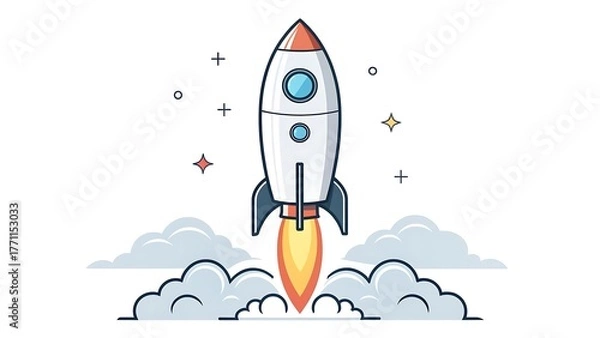 Obraz Red & Gray Colour Rocket icon white background