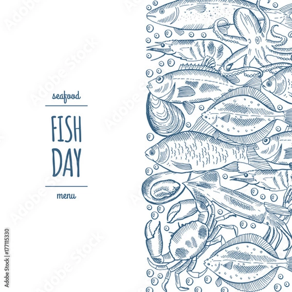 Obraz Design a fish menu template for the restaurant menu