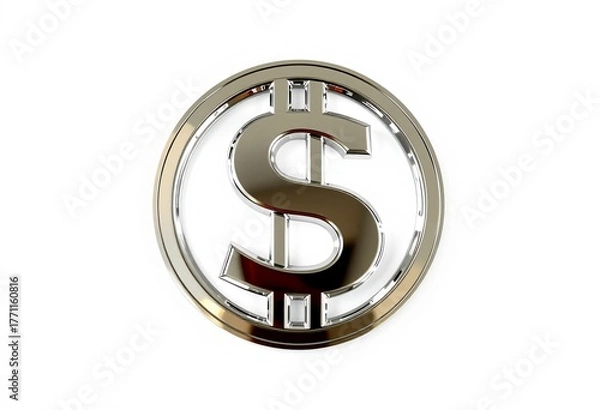 Fototapeta Golden 3D dollar sign symbol for business and web design