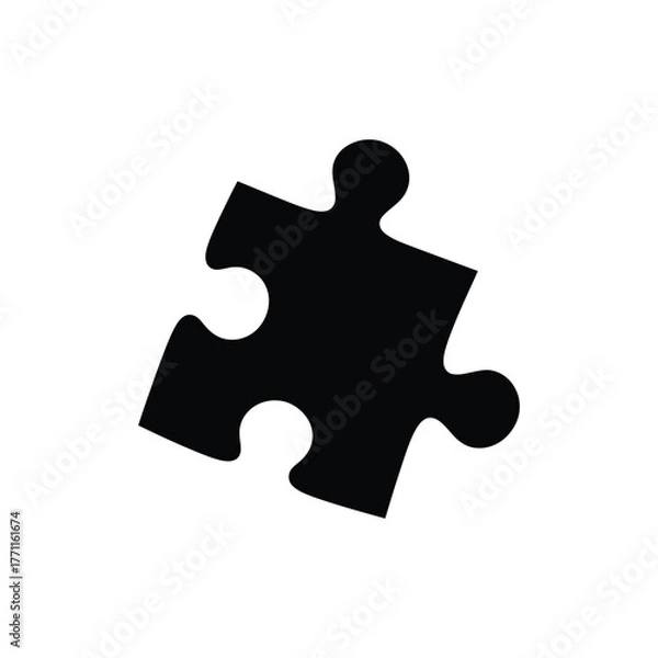Fototapeta Black silhouette of a single puzzle piece