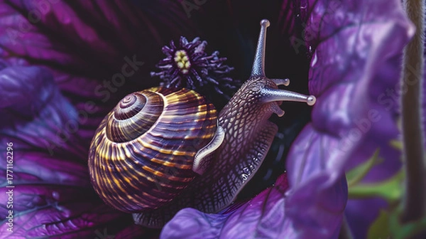 Obraz Snail on purple flower