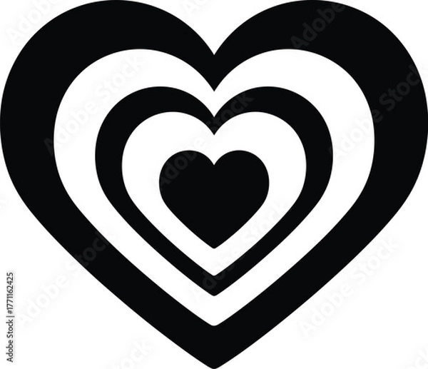 Fototapeta Concentric black hearts symbol