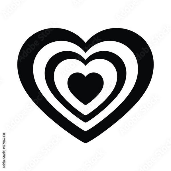 Fototapeta Concentric black hearts symbol