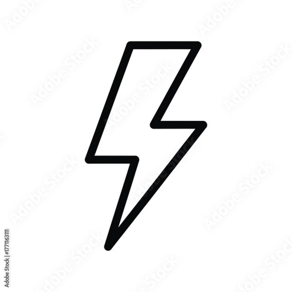 Fototapeta Simple black outline lightning bolt icon