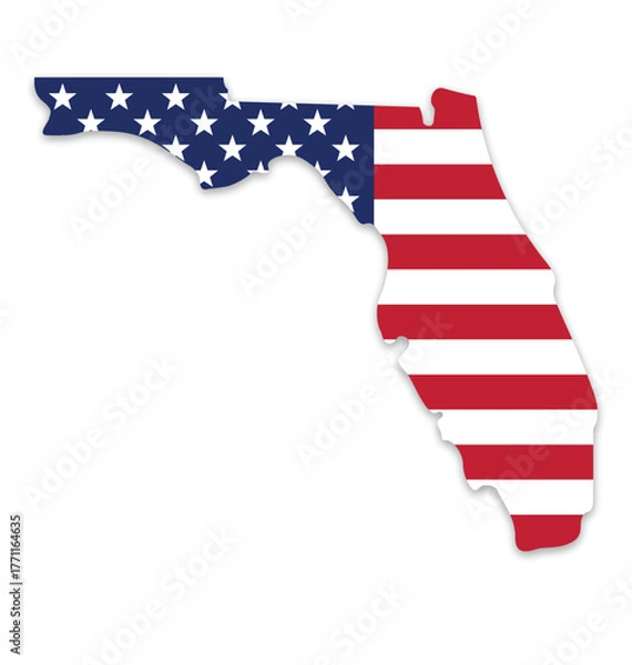 Obraz florida state map shape with usa flag