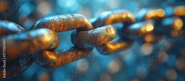Obraz Close-up of rusty chain links, showing texture and connection.