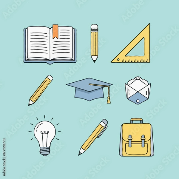 Obraz Educational and learning icon set for school and university