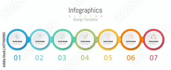 Fototapeta Infographic 7 options design elements for your business data. Vector Illustration.