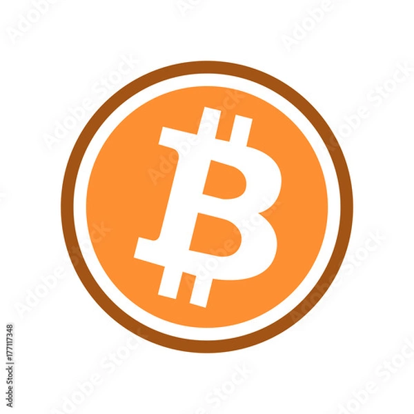 Obraz Bitcoin symbol logo, flat line style