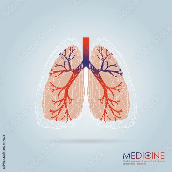 Fototapeta Lungs symbol, clinic label - vector illustration